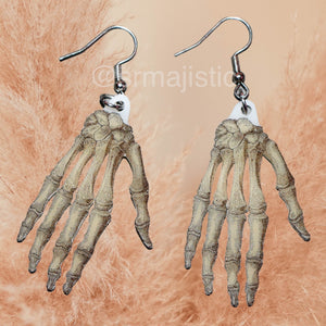 Spooky Skeleton Hand 2D Handmade Earrings!