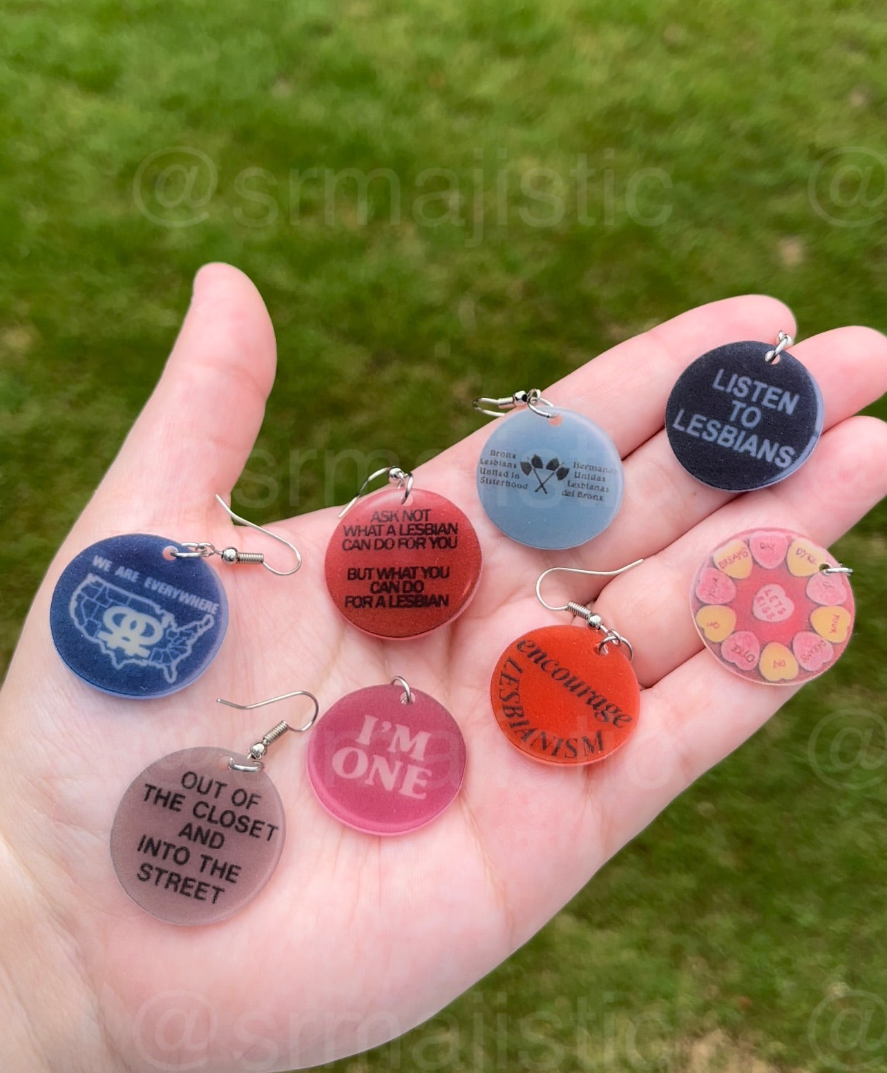 Vintage Pride Protest Button Design 2D Handmade Earrings!