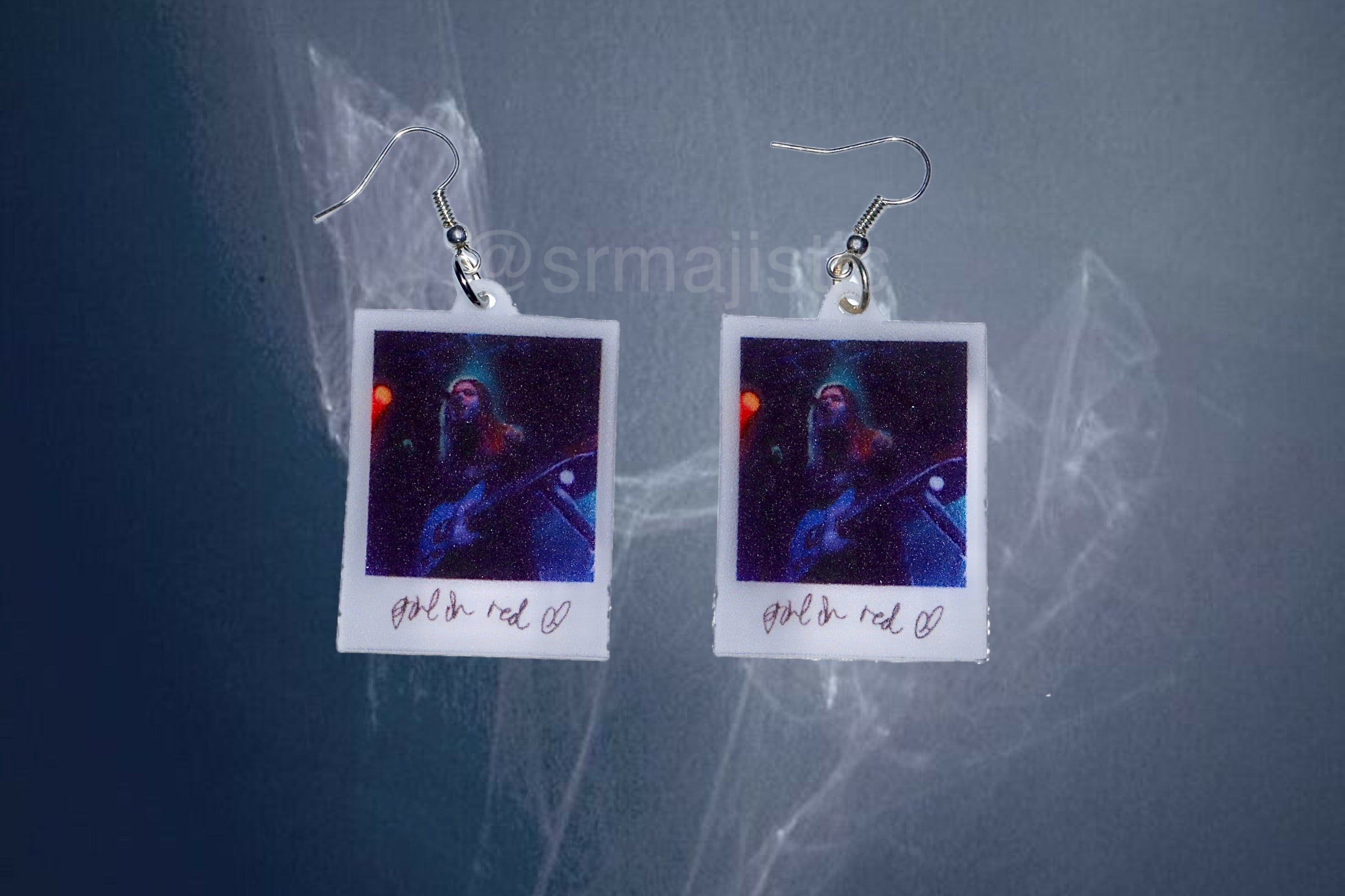 Girl in Red Signed Polaroid Handmade Earrings!