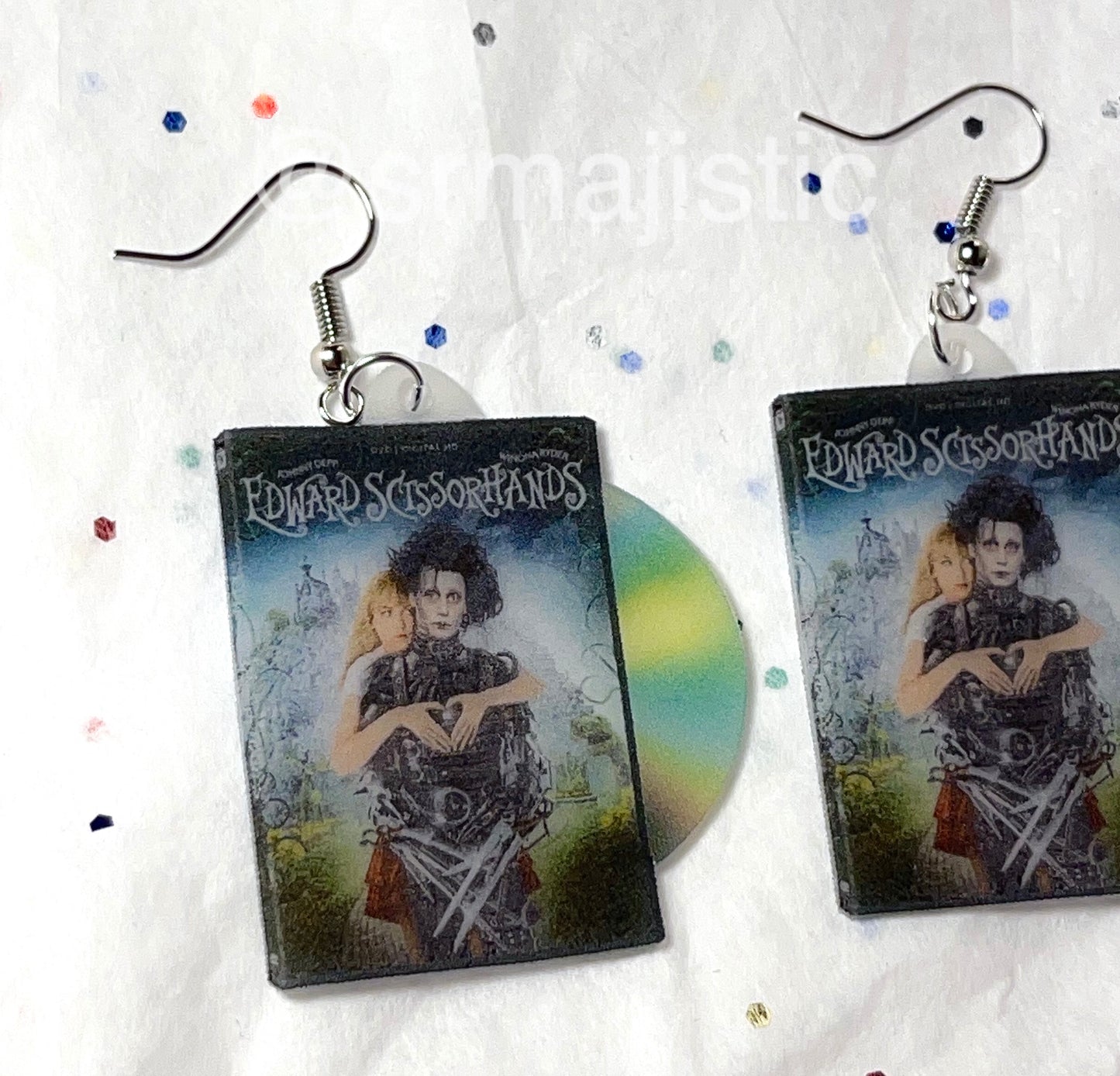 Edward Scissorhands (1990) DVD 2D detailed Handmade Earrings!