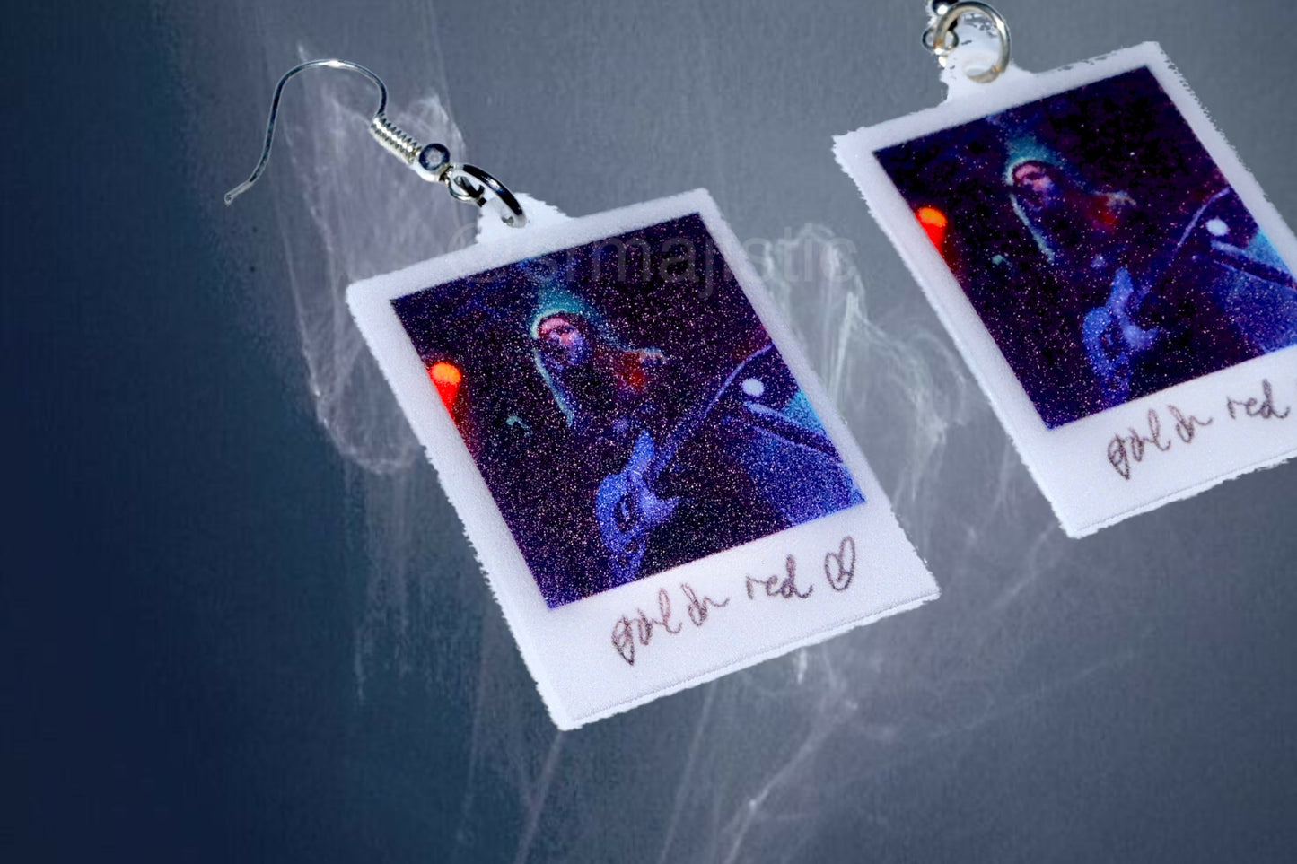 Girl in Red Signed Polaroid Handmade Earrings!