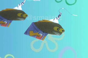 YOU WHAT? Fish Drinking SpongeBob Meme Handmade Earrings!