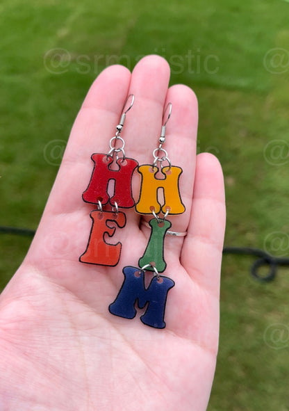 Pride Pronouns and Terms 2D Dangle Handmade Earrings!