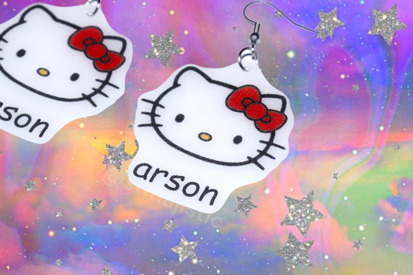 Hello Kitty Arson Girlboss Funny Meme Handmade Earrings!