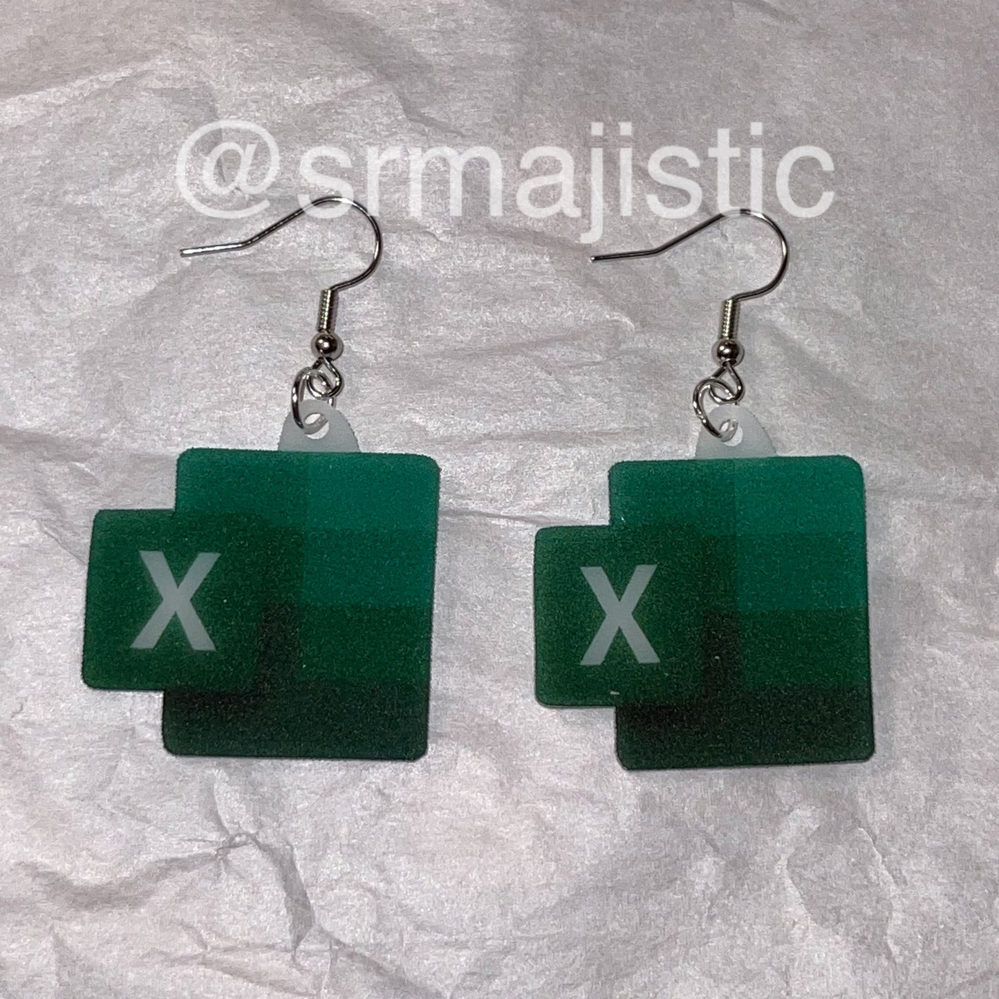 Microsoft Excel Icon Symbol 2D detailed Handmade Earrings!