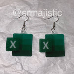 Microsoft Excel Icon Symbol 2D detailed Handmade Earrings!