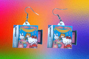 Hello Kitty Happy Party Pals Game Boy Game 2D detailed Handmade Earrings!