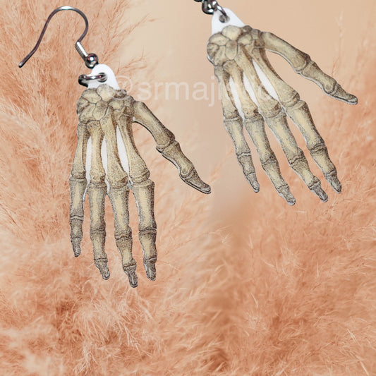 Spooky Skeleton Hand 2D Handmade Earrings!