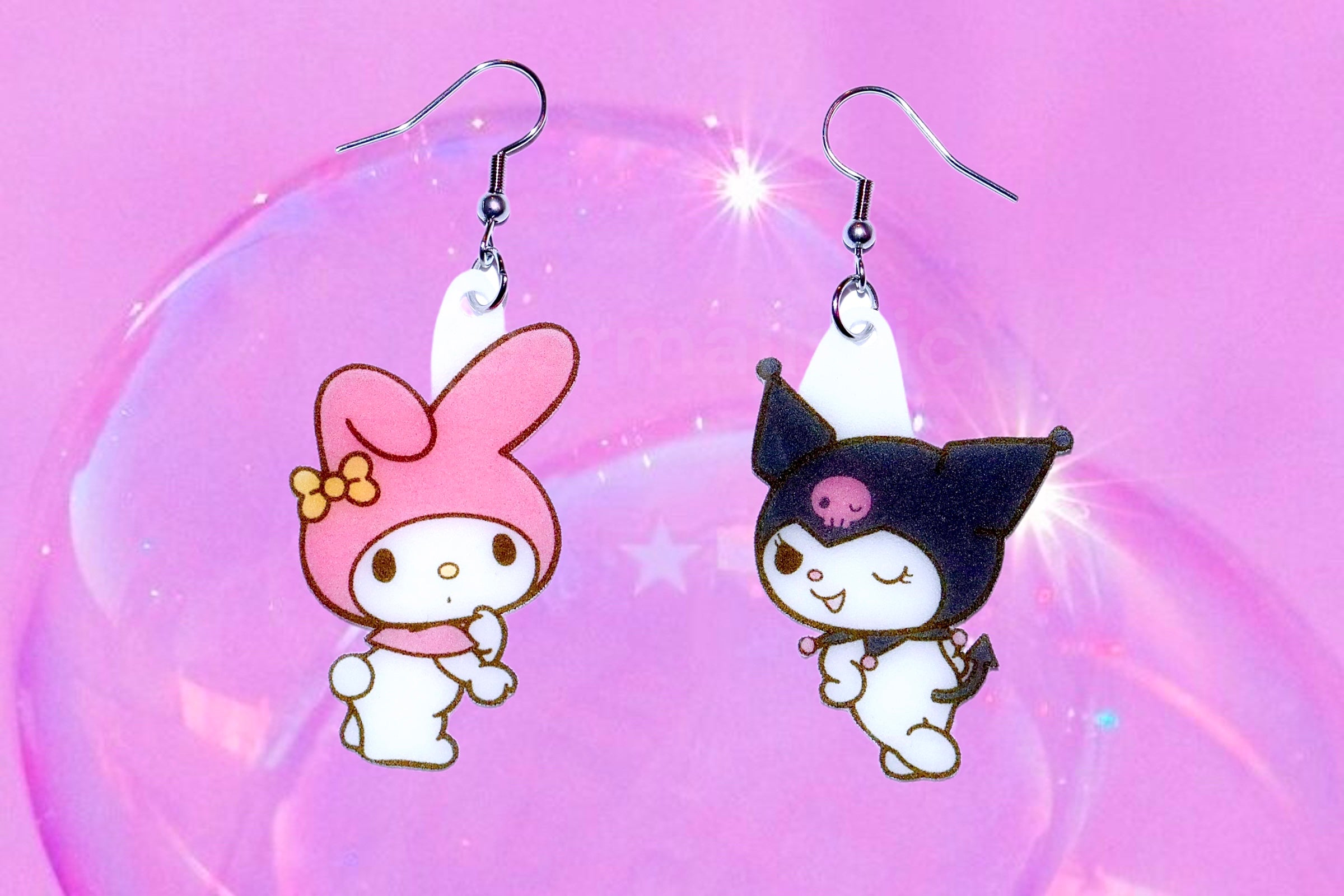 My Melody and Kuromi Cute Kawaii Character Handmade Earrings!