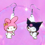 My Melody and Kuromi Cute Kawaii Character Handmade Earrings!
