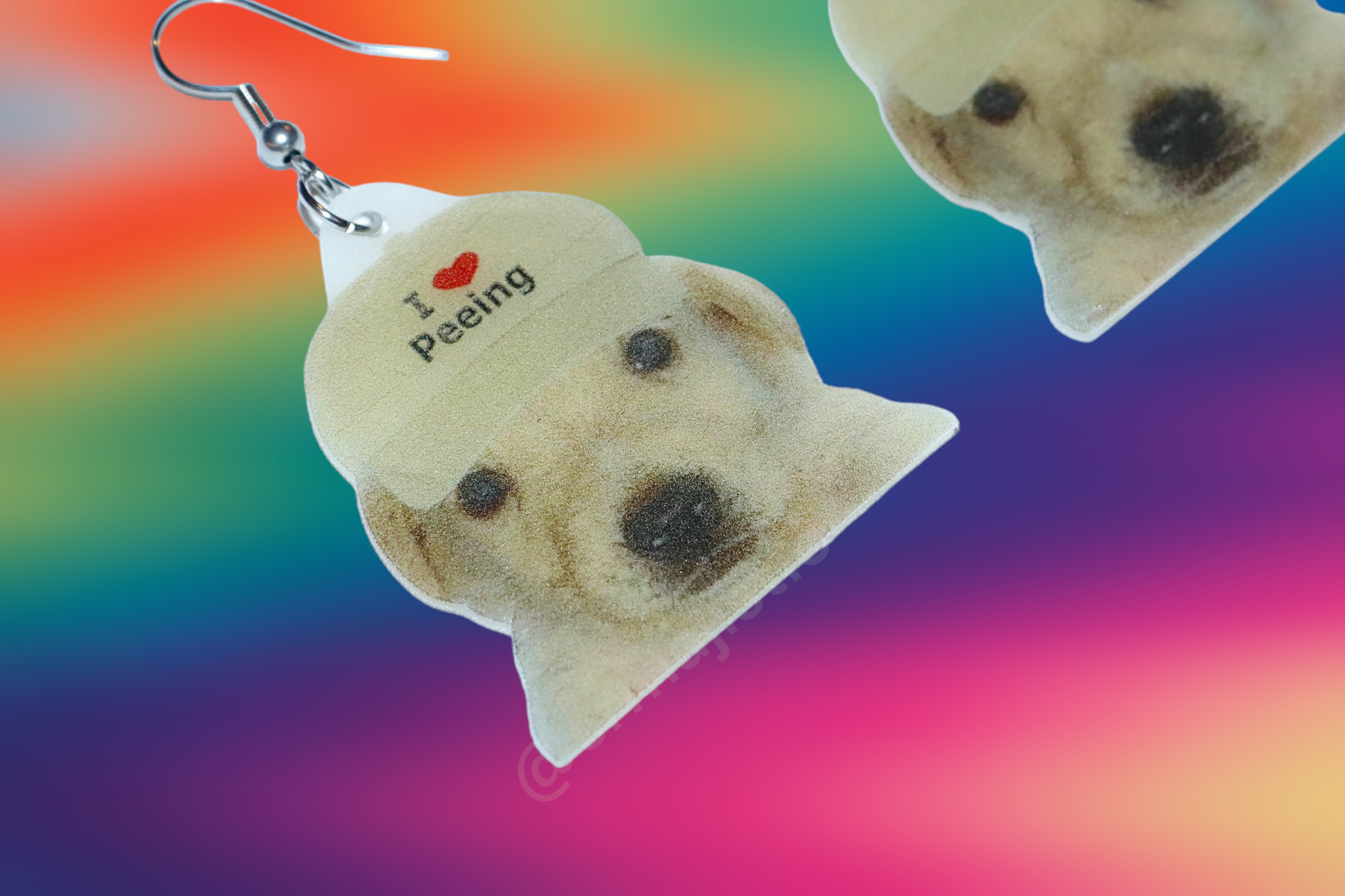 I Heart Peeing Jotchua Dog Funny Handmade Earrings!