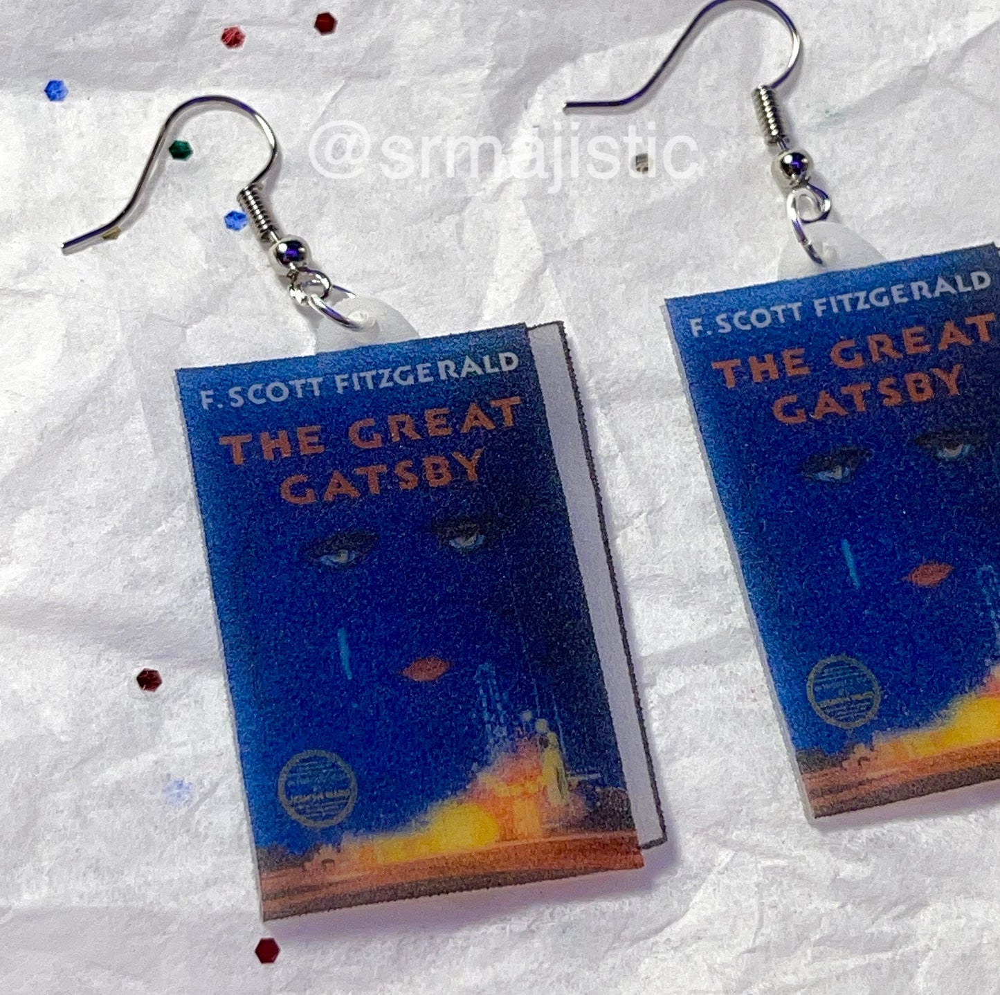 The Great Gatsby book 2D detailed Handmade Earrings!