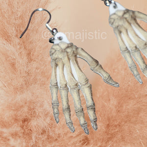 Spooky Skeleton Hand 2D Handmade Earrings!