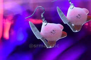 Kirby with a Knife Meme Handmade Earrings!