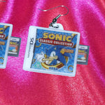 Sonic Classic Collection Nintendo DS Game 2D detailed Handmade Earrings!