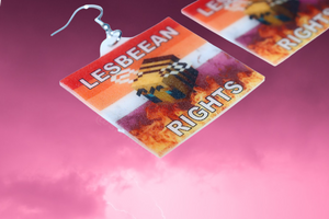 Minecraft Bee Lesbian Flame Pride Flag Handmade Earrings!