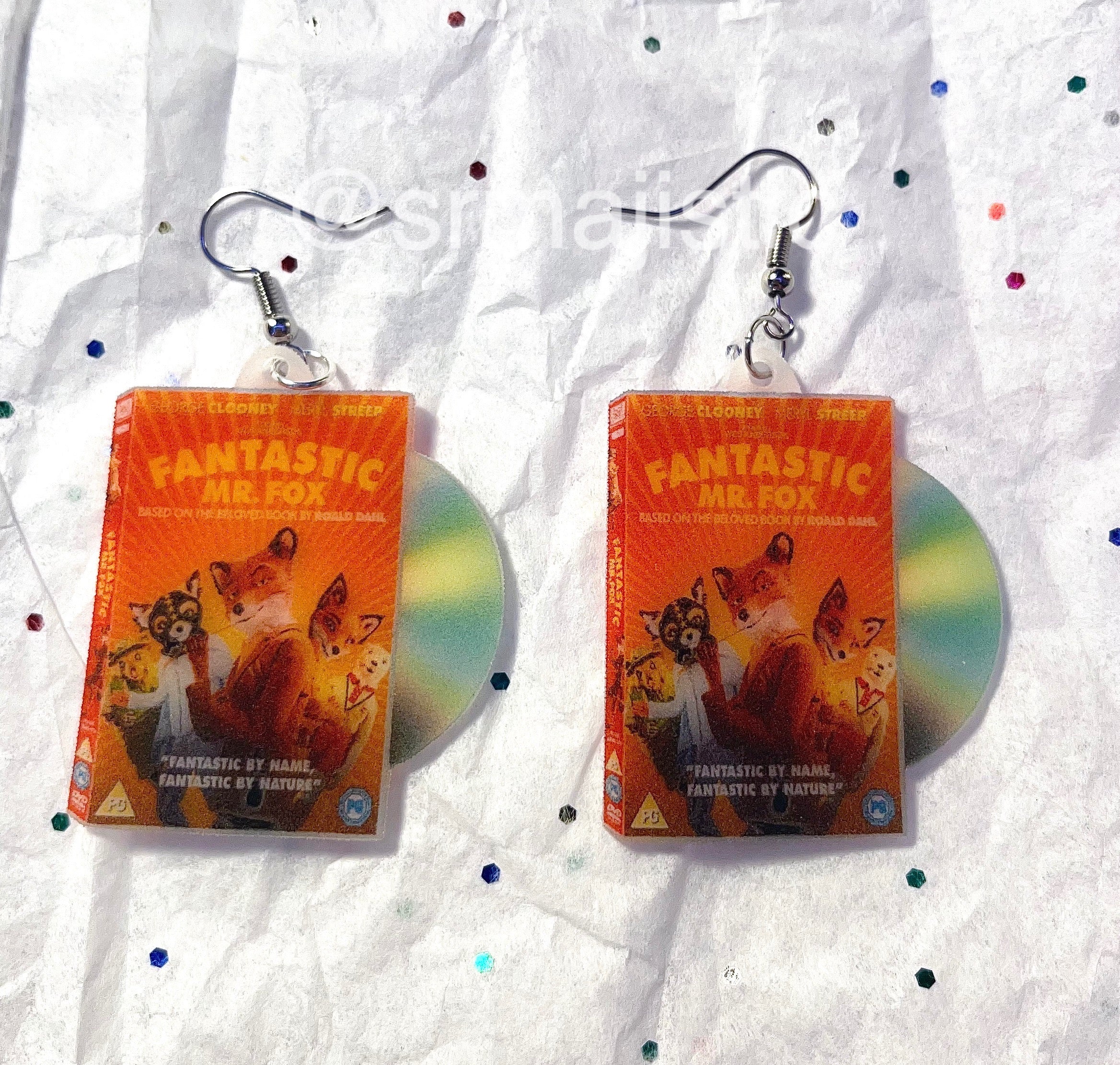 Fantastic Mr. Fox (2009) DVD 2D detailed Handmade Earrings!