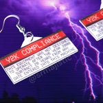 Y2K Compliance Warning Sticker Styled Handmade Earrings!
