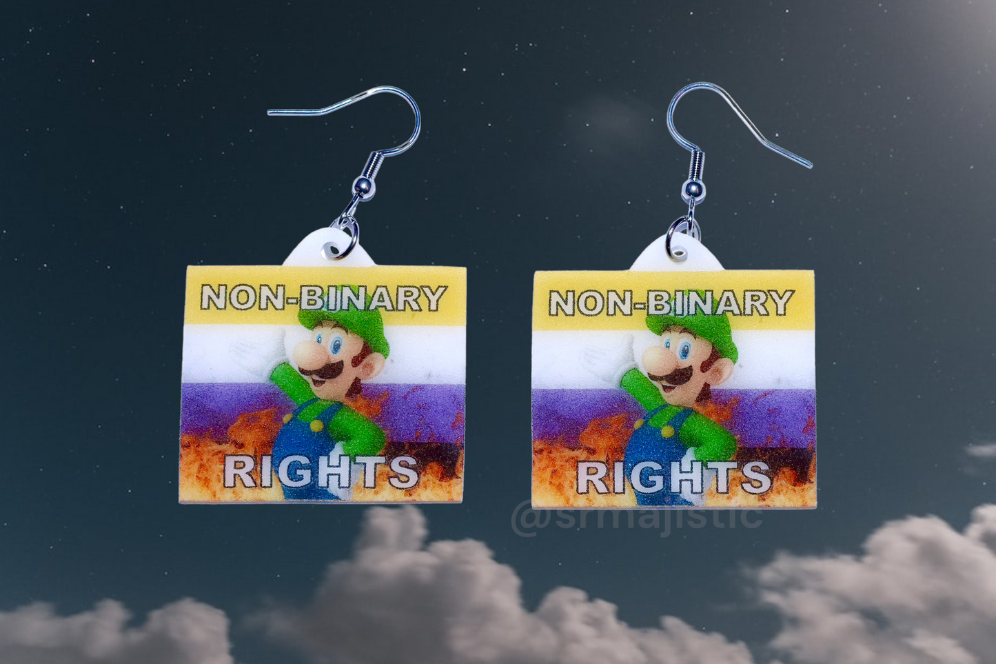 Luigi Non-Binary Rights Flame Pride Flag Handmade Earrings!
