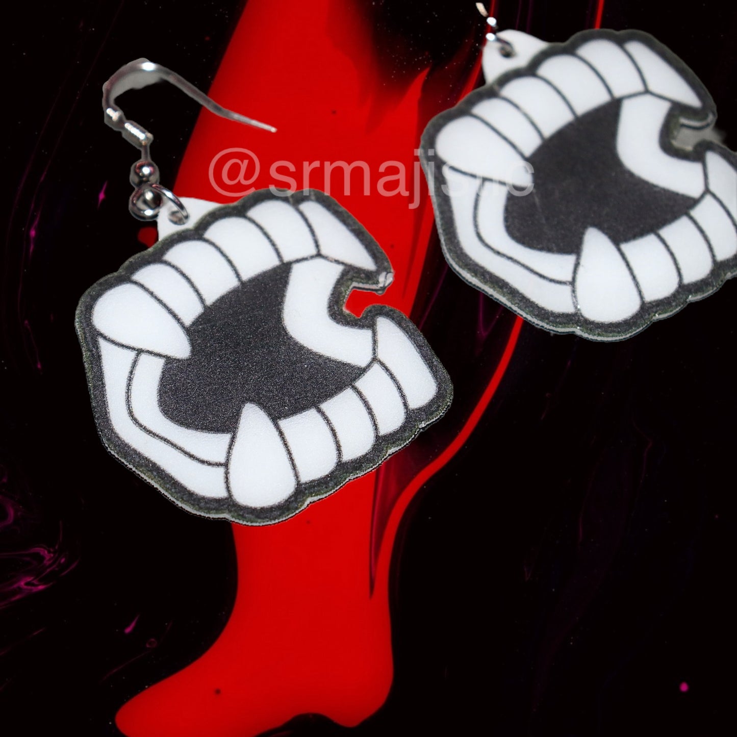 Vampire Teeth 2D Cute Cartoon Handmade Earrings!