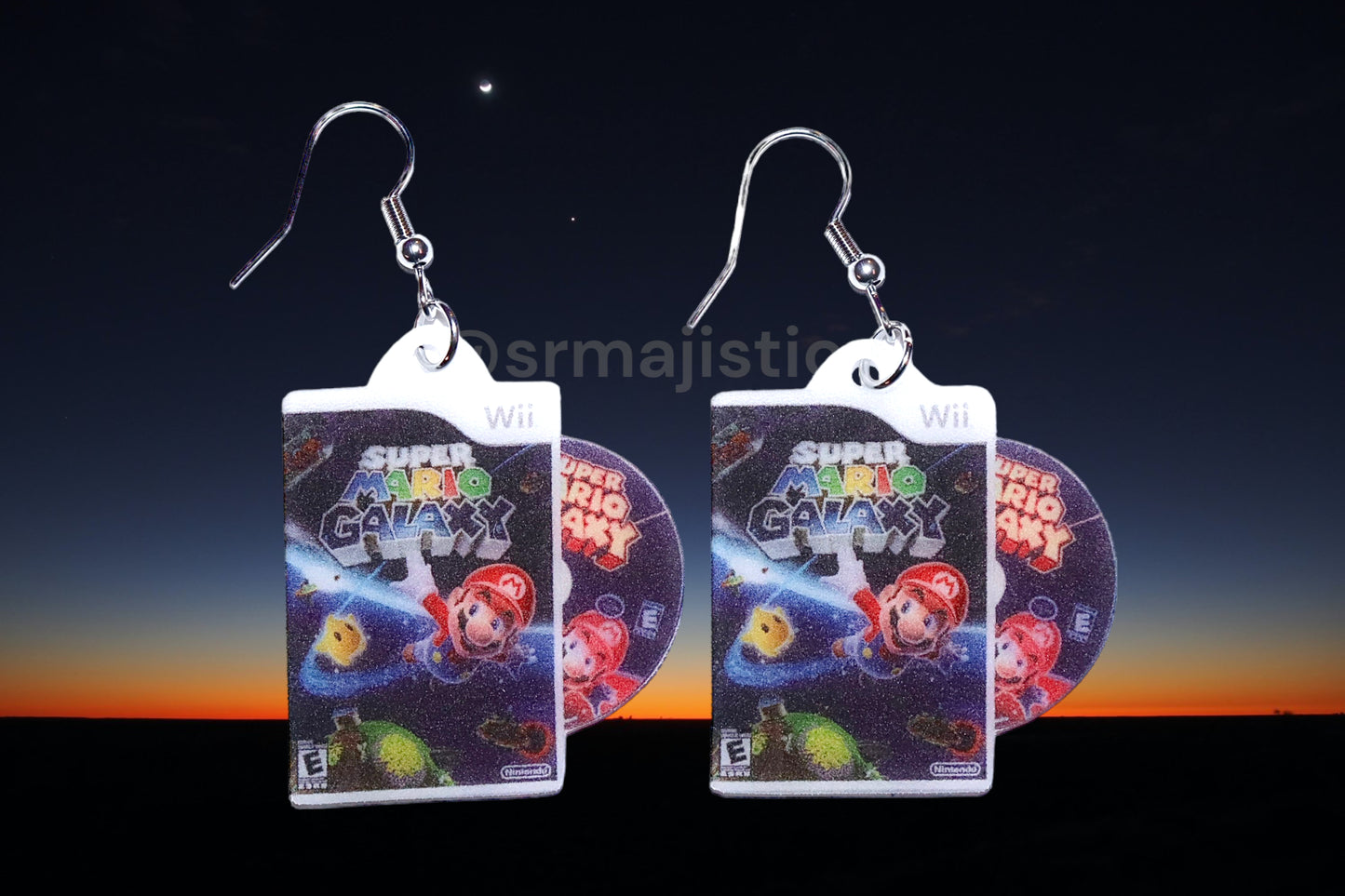 Super Mario Galaxy Wii Game 2D detailed Handmade Earrings!