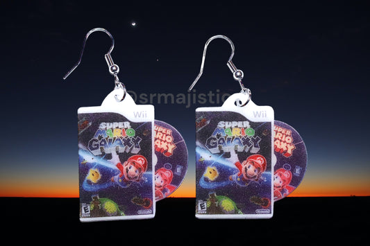 Super Mario Galaxy Wii Game 2D detailed Handmade Earrings!