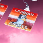 Bluey Lesbian Rights Flame Pride Flag Handmade Earrings!