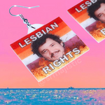 Pedro Pascal Lesbian Rights Flame Pride Flag Handmade Earrings!