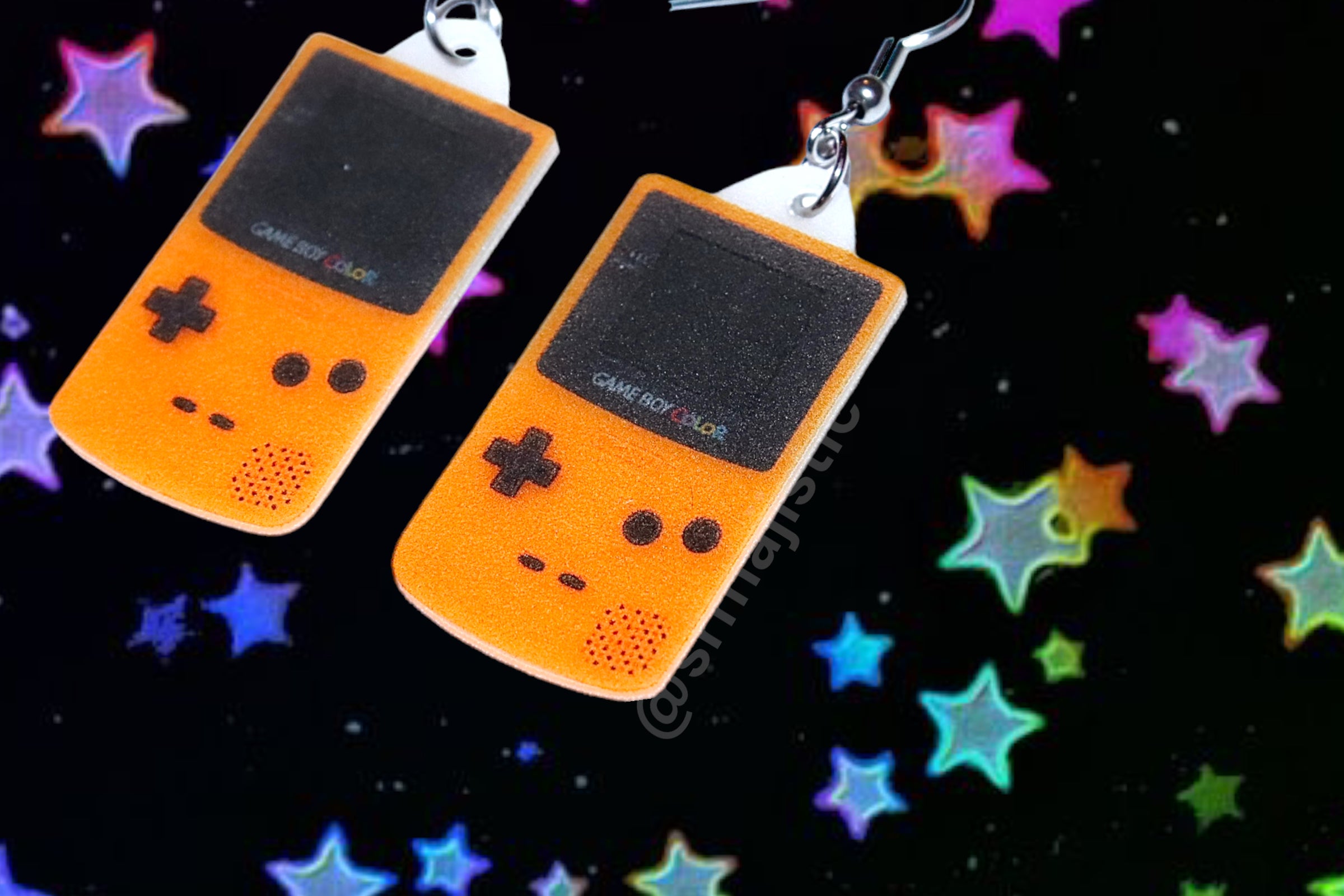 Yellow Game Boy Color Console Retro 2D Handmade Earrings!