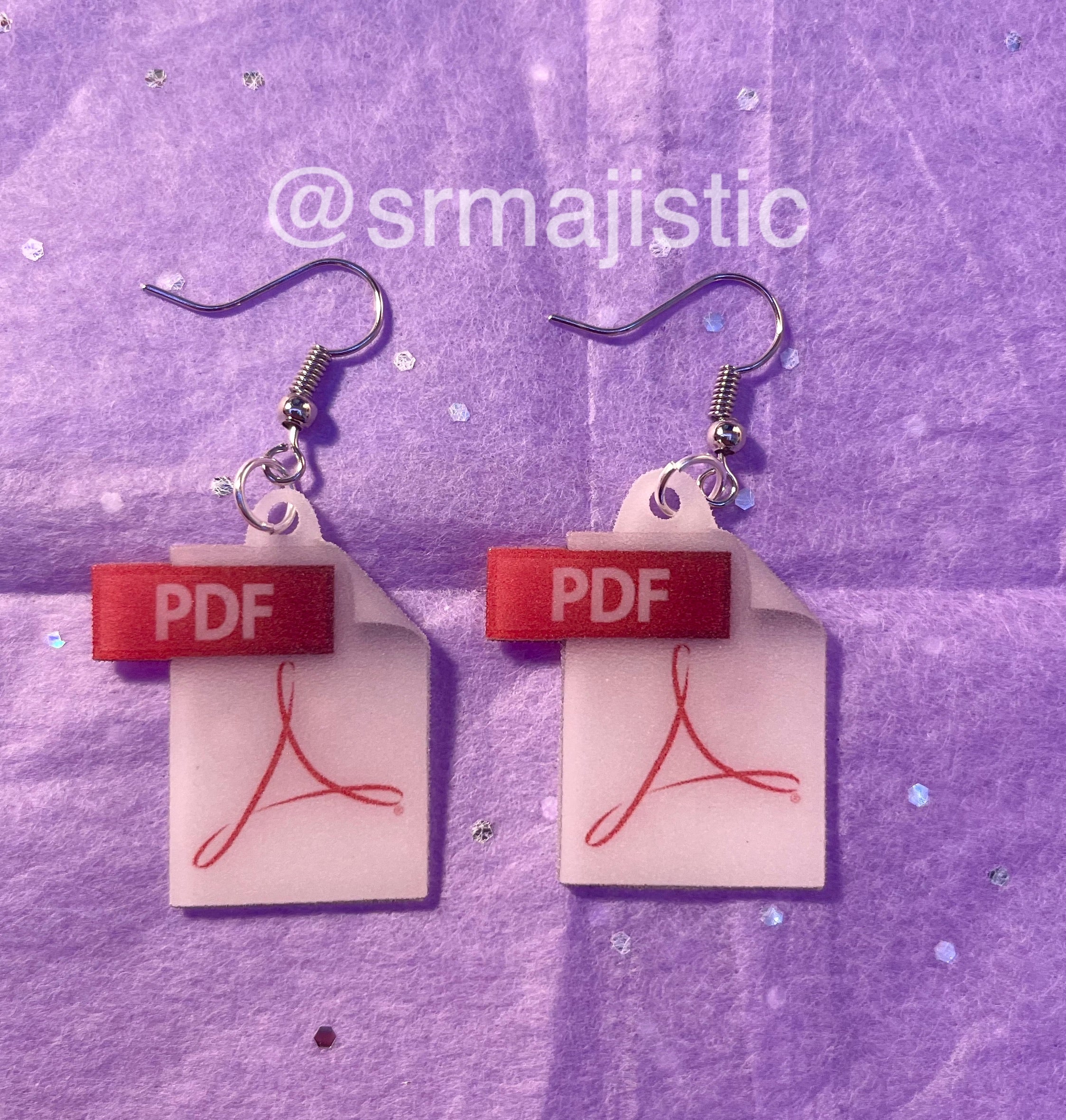PDF Icon Symbol 2D detailed Handmade Earrings!