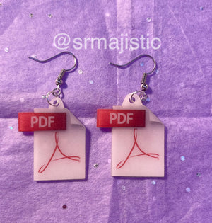 PDF Icon Symbol 2D detailed Handmade Earrings!