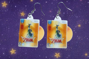 The Legend of Zelda Skyward Sword Wii Game 2D detailed Handmade Earrings!