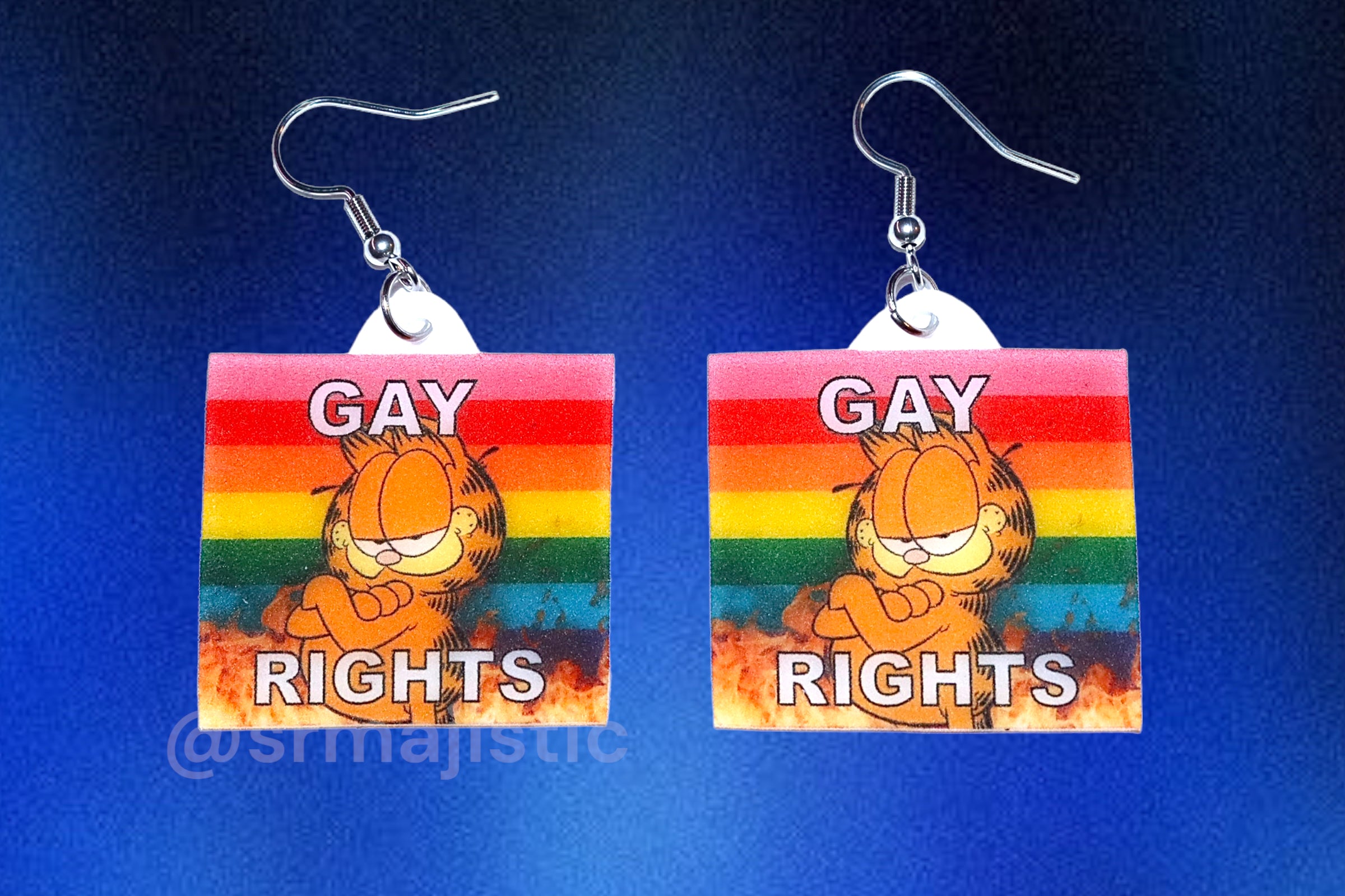 Garfield Collection of Flaming Pride Flags Handmade Earrings!
