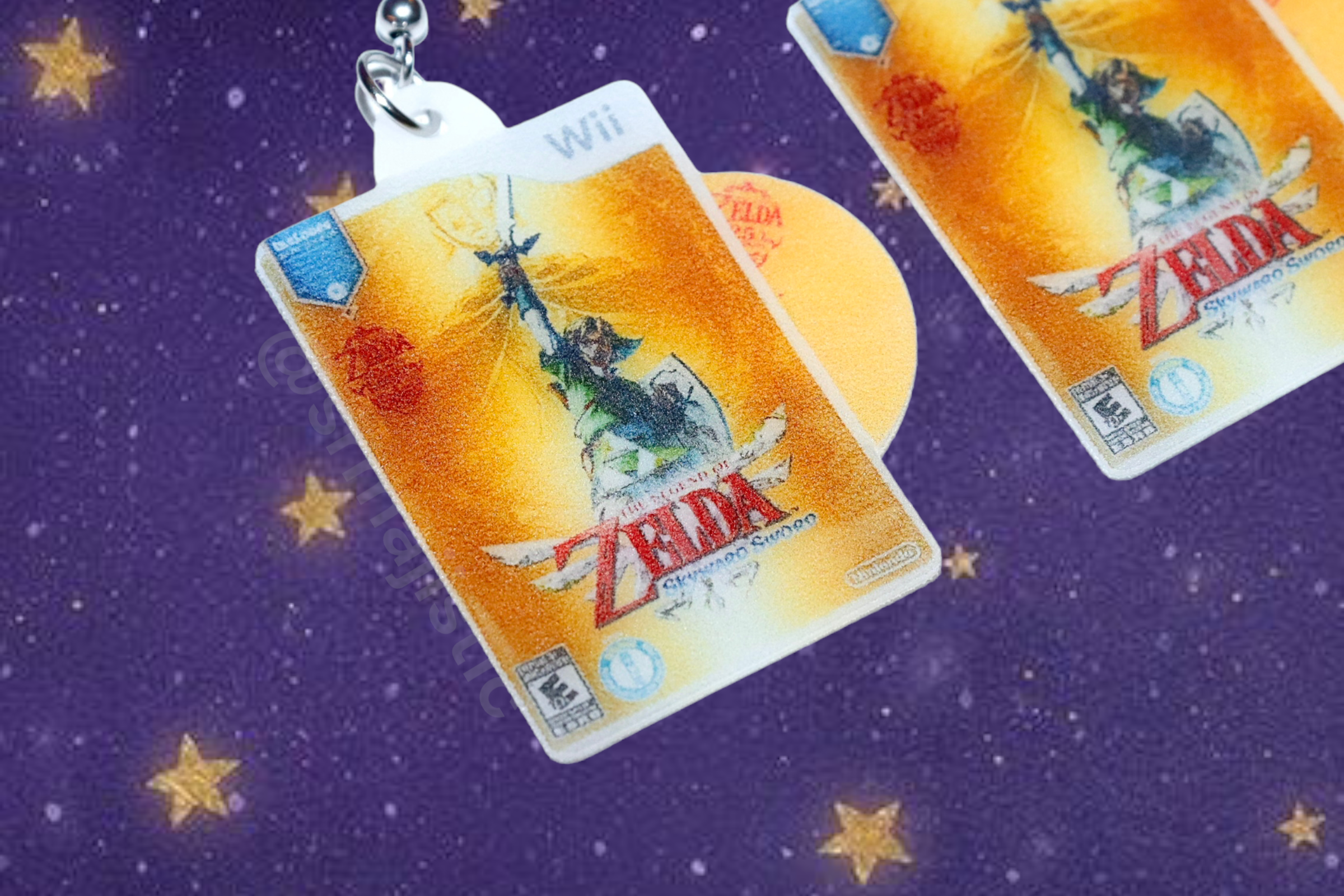 The Legend of Zelda Skyward Sword Wii Game 2D detailed Handmade Earrings!