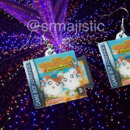 Hamtaro Ham-Ham Heartbreak Game Boy Game 2D detailed Handmade Earrings!