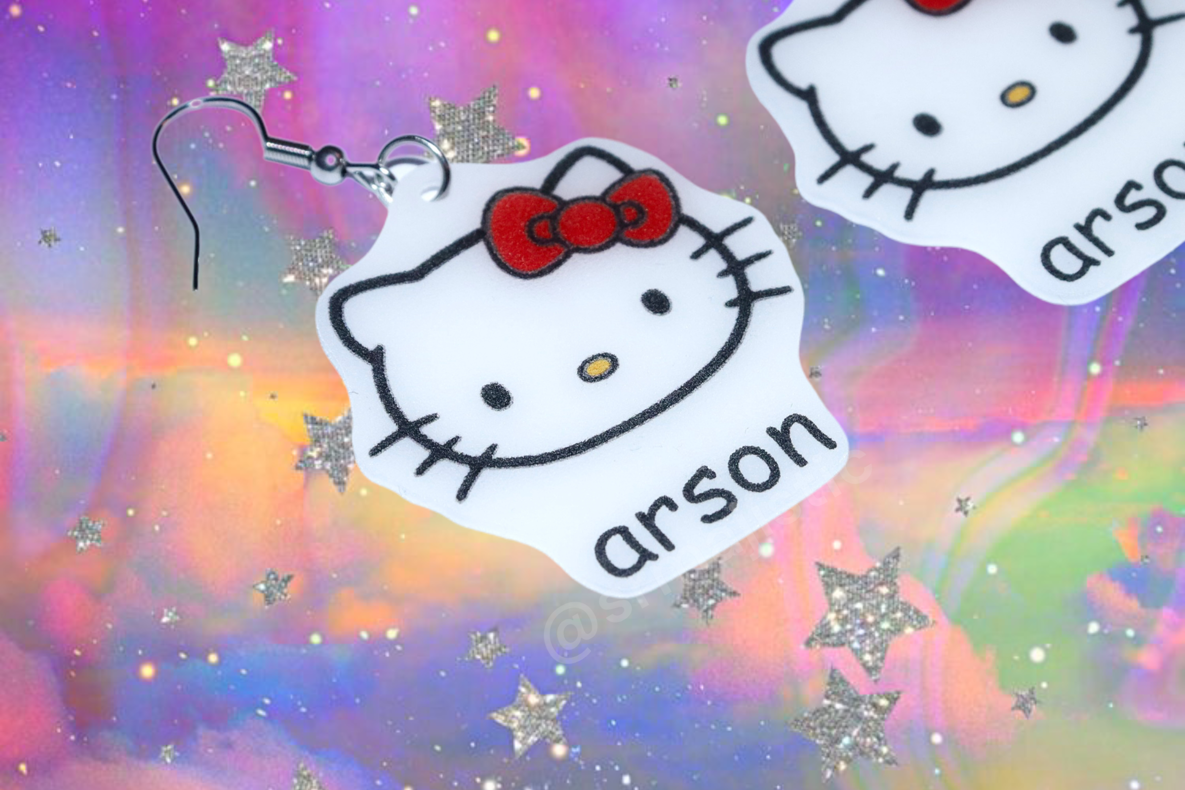 Hello Kitty Arson Girlboss Funny Meme Handmade Earrings!
