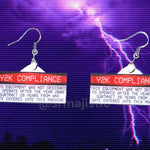 Y2K Compliance Warning Sticker Styled Handmade Earrings!