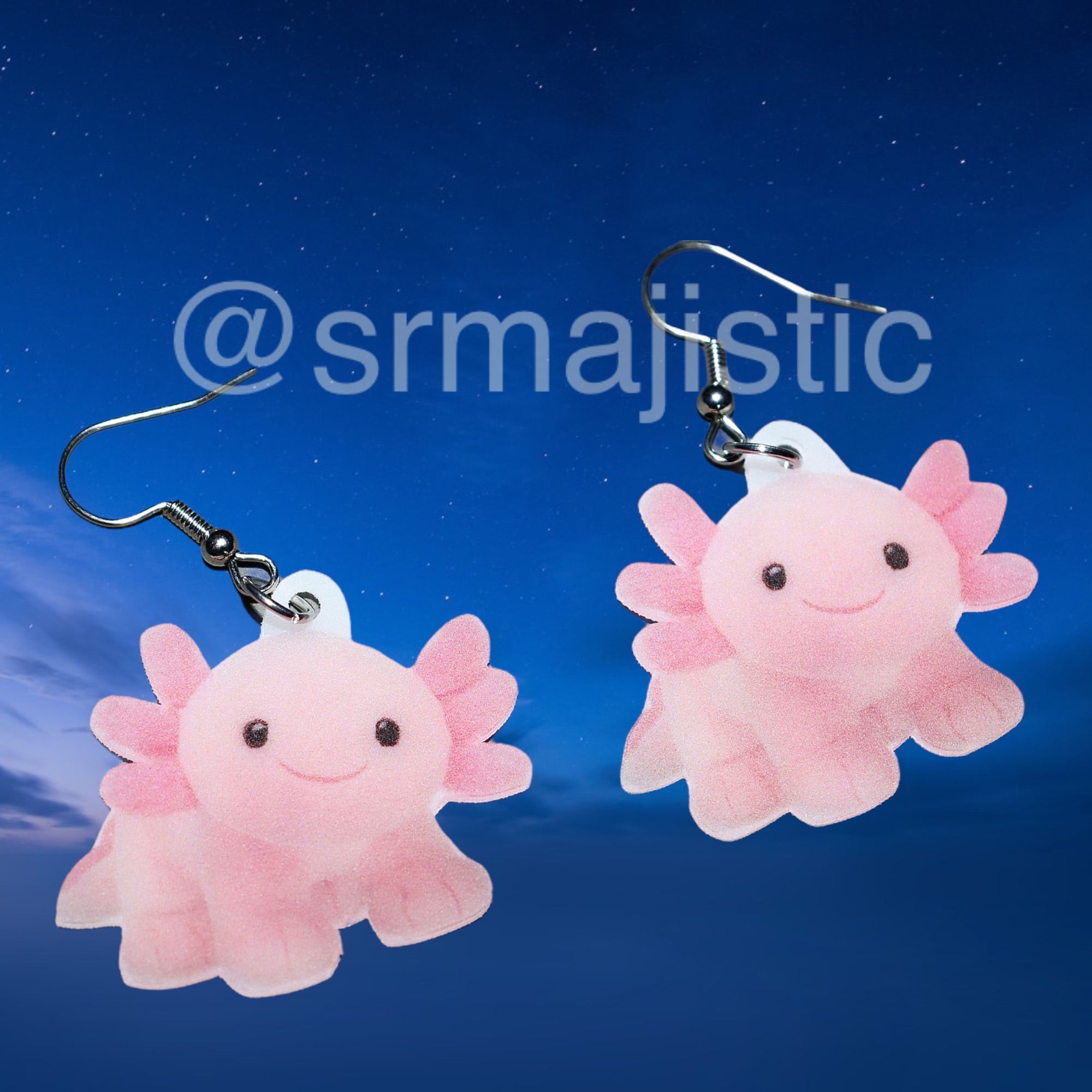 Build a Bear Axolotl Plush 2D Character Handmade Earrings!