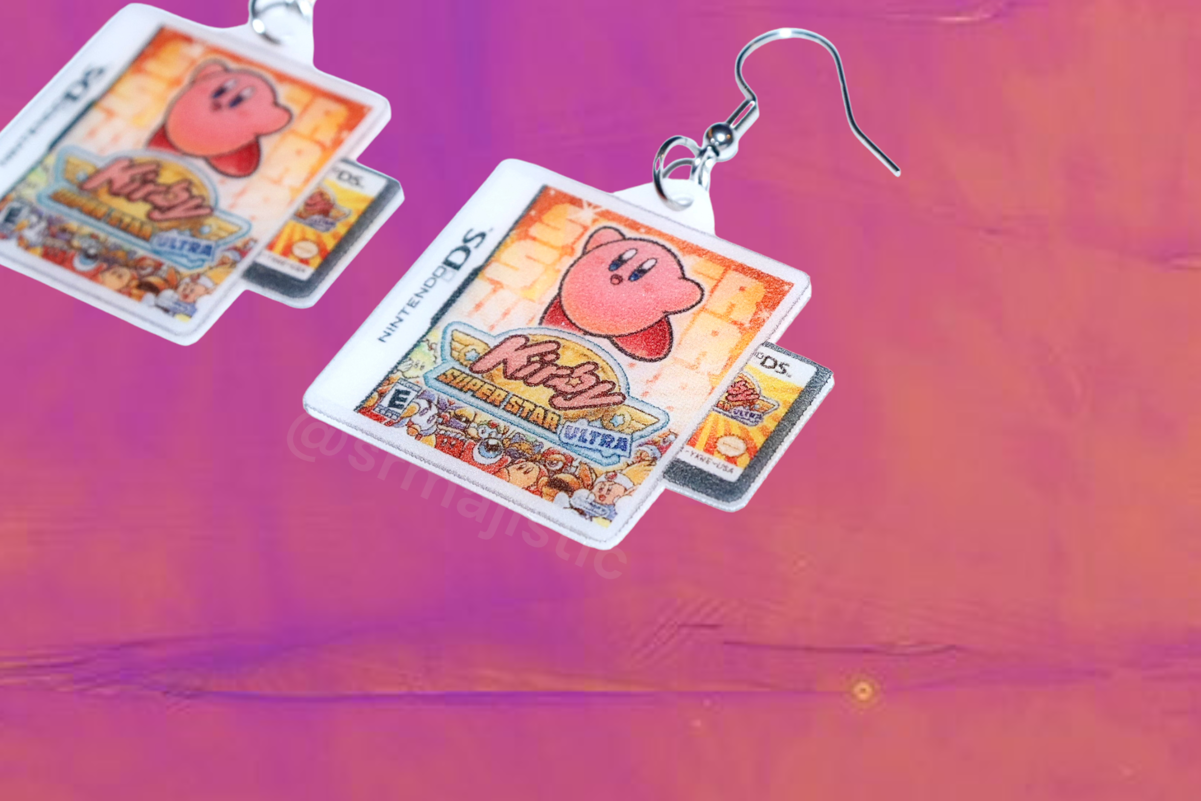 Kirby Super Star Ultra Nintendo DS Game 2D detailed Handmade Earrings!