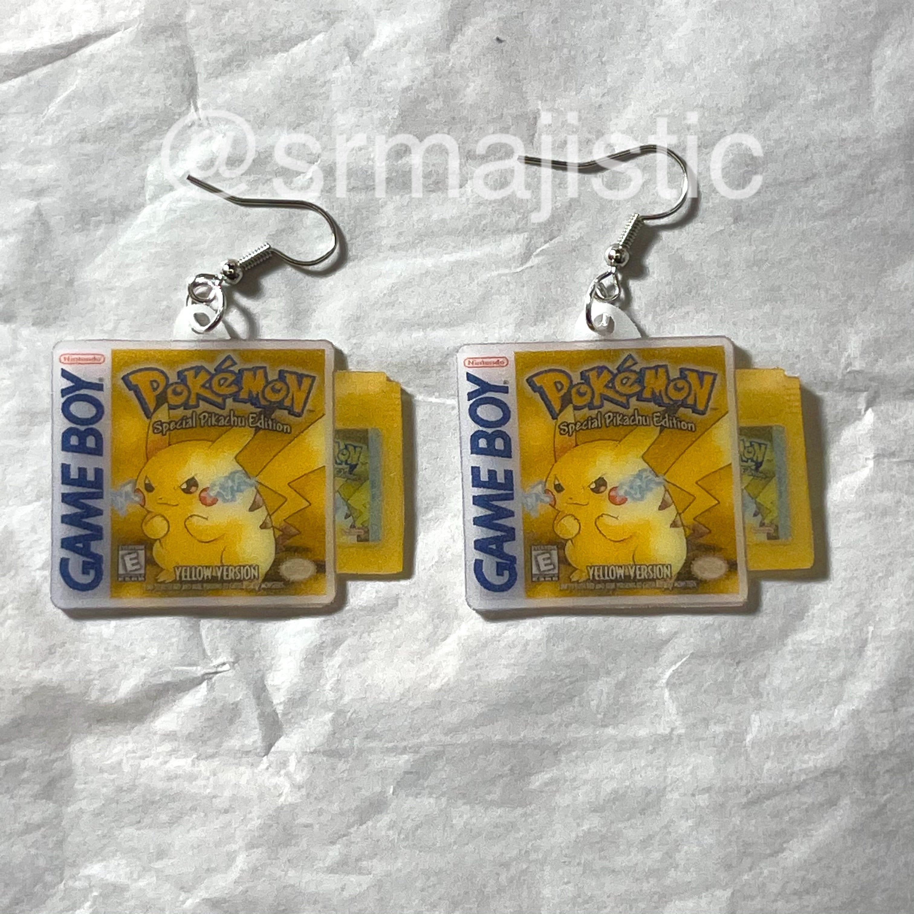 Pokémon Blue, Red, and Yellow Game Boy Game 2D detailed Handmade Earrings!