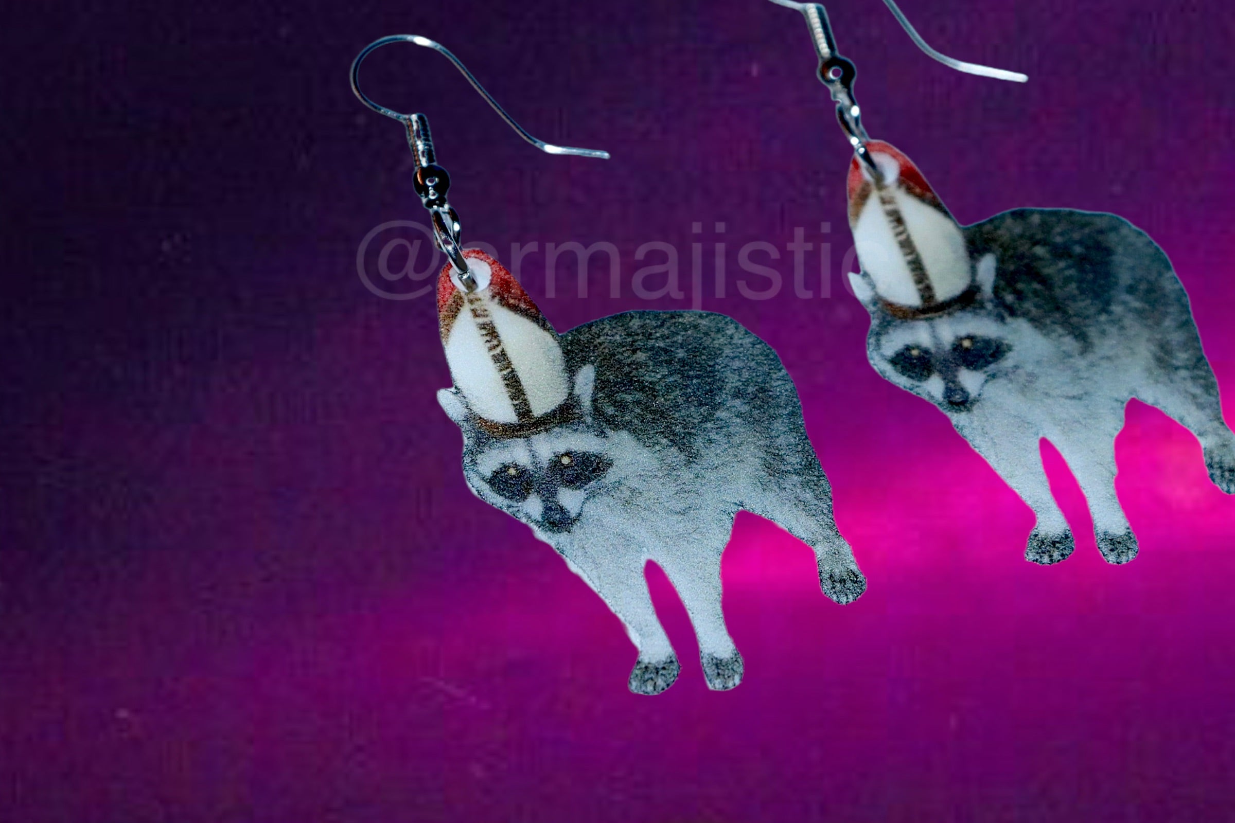 Pope Raccoon Cute Handmade Earrings!