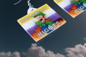 Luigi Non-Binary Rights Flame Pride Flag Handmade Earrings!