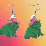 Cowboy Frog Cute Handmade Earrings!