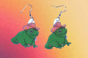 Cowboy Frog Cute Handmade Earrings!