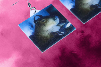 Cool Capybara Playing Video Games Handmade Earrings!