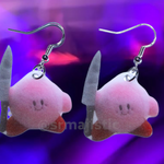 Kirby with a Knife Meme Handmade Earrings!