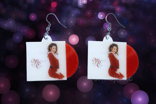 Mariah Carey Merry Christmas Vinyl Album Handmade Earrings!