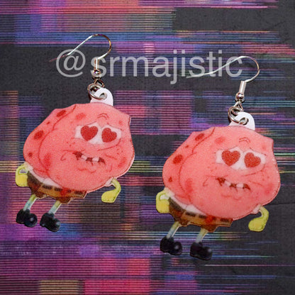 Spongebob Full of Love Character Handmade Earrings!