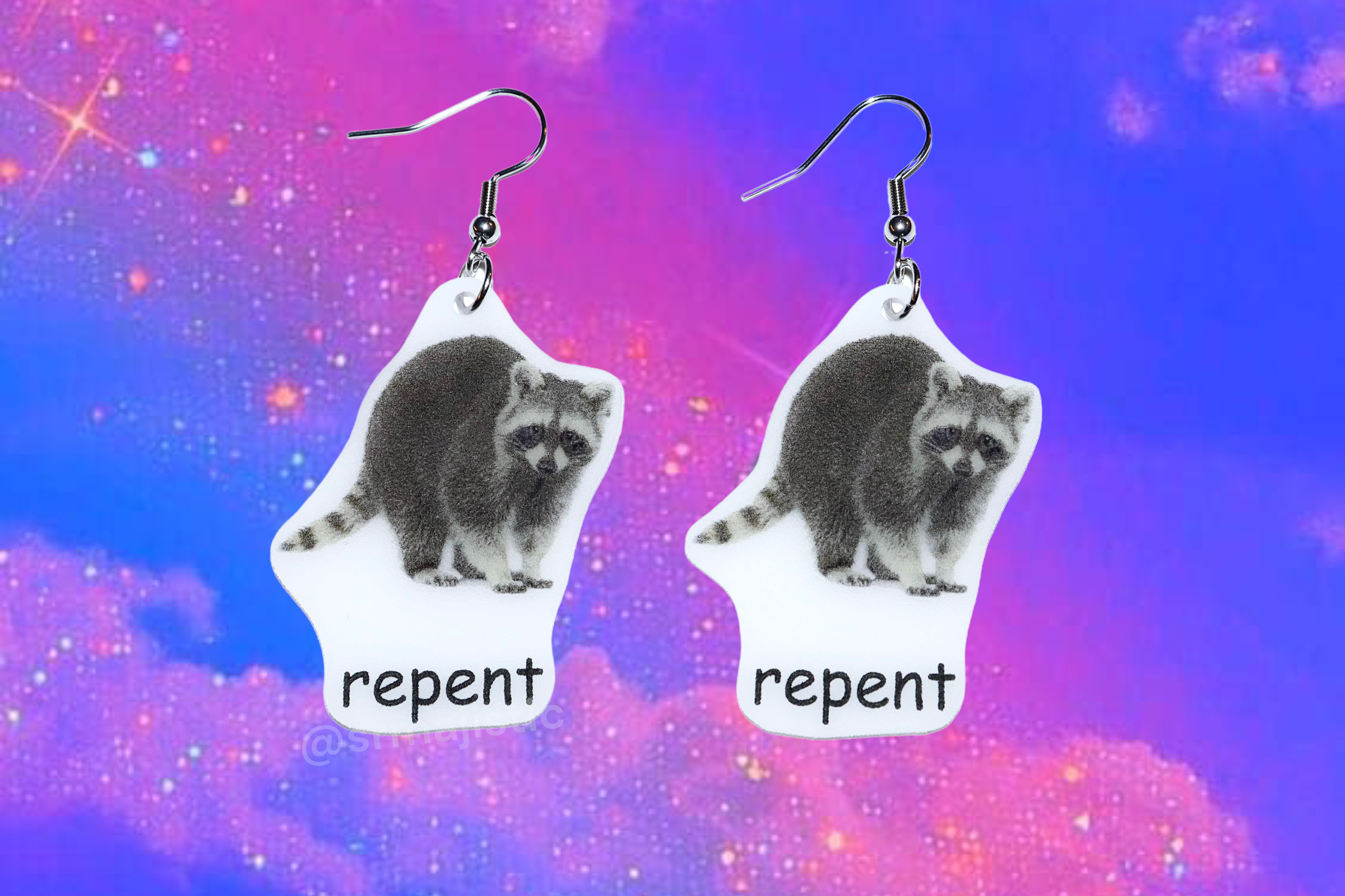 Raccoon Repent Meme Handmade Earrings!